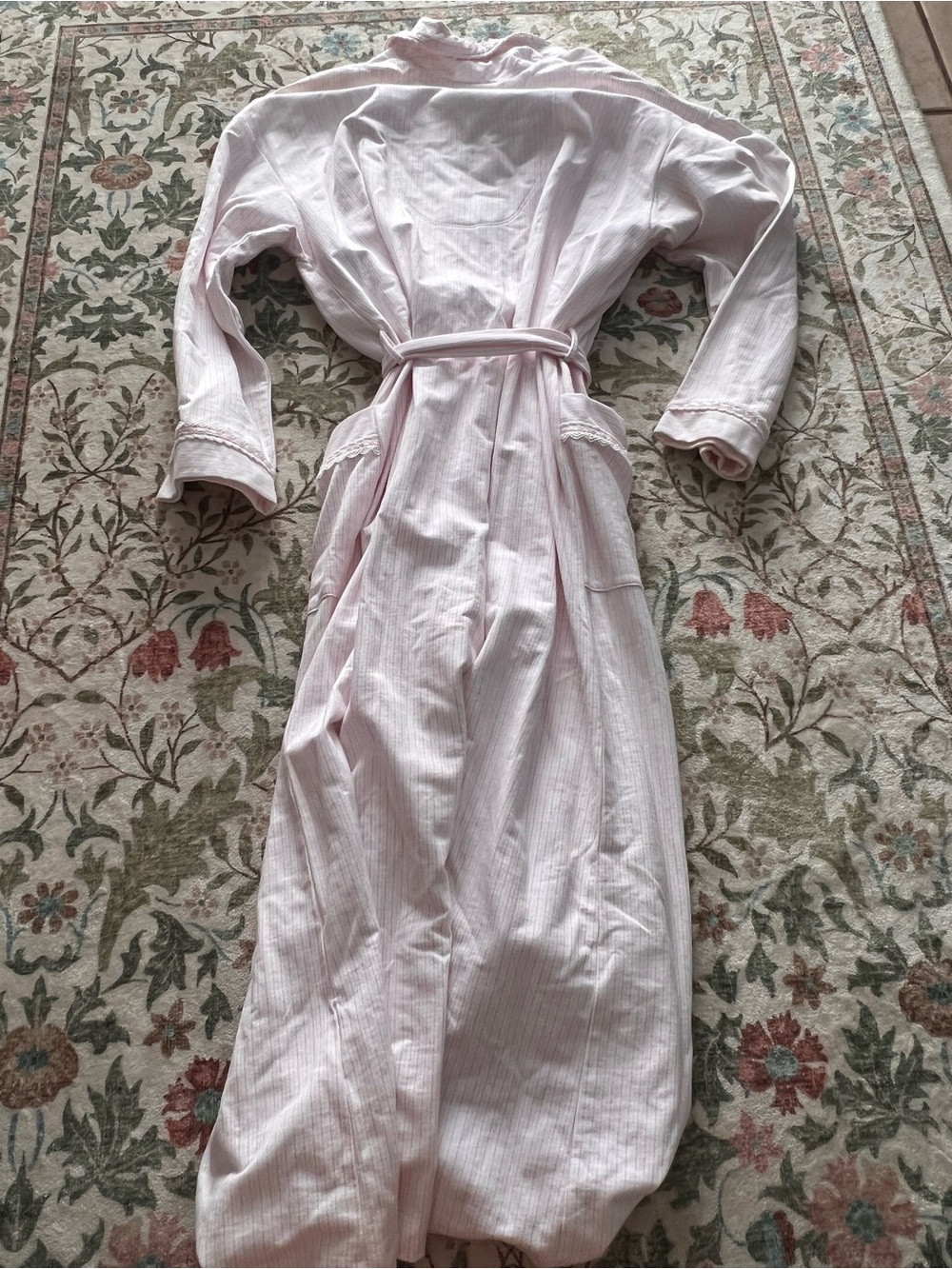 Eileen West Cotton Robe Large Pink Stripe Vintage - Picture 2 of 5